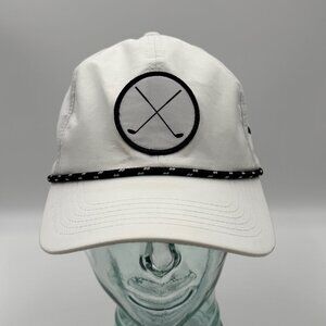 Outdoor Cap Crossed Golf Club Patch Strapback Hat Cap Adjustable One Size White